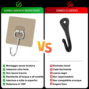 Ganci adesivi da parete resistenti - Montaggio senza chiodi per cucina, bagno e ufficio!