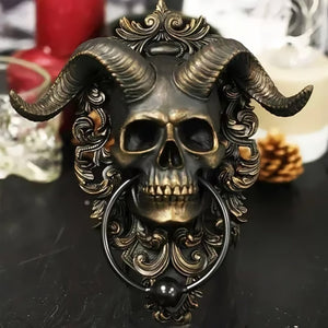 ☠️😈Batacchio per porta appeso a forma di teschio del dio cornuto Baphomet