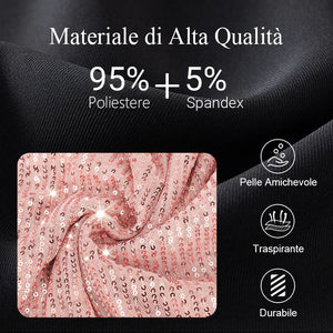 Abito da sera monospalla con paillettes da donna