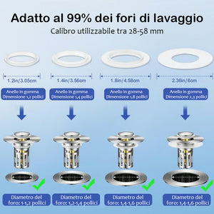 Tappo per lavandino pop-up 2 in 1 per il bagno