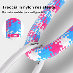 Cavo dati per ricarica rapida due in uno con cordino per cellulare