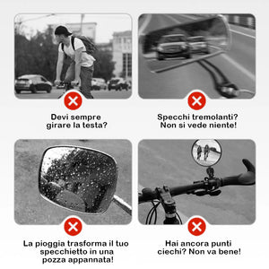 Specchietto retrovisore girevole e regolabile a 360° per bicicletta