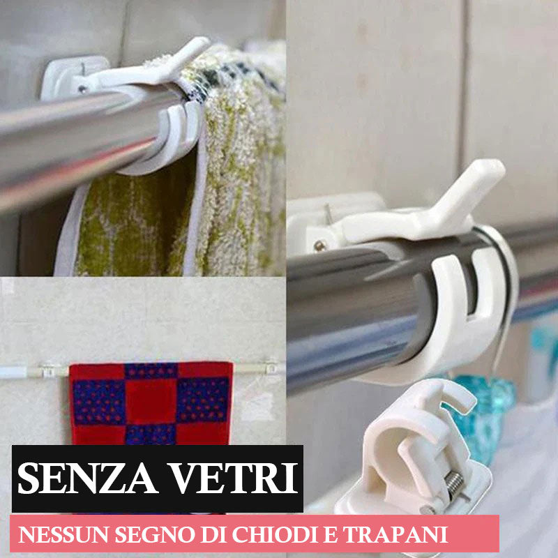 2 staffe per aste per tende senza trapano, senza forare, ganci 2 staffe per aste per tende senza trapano, senza forare, ganci