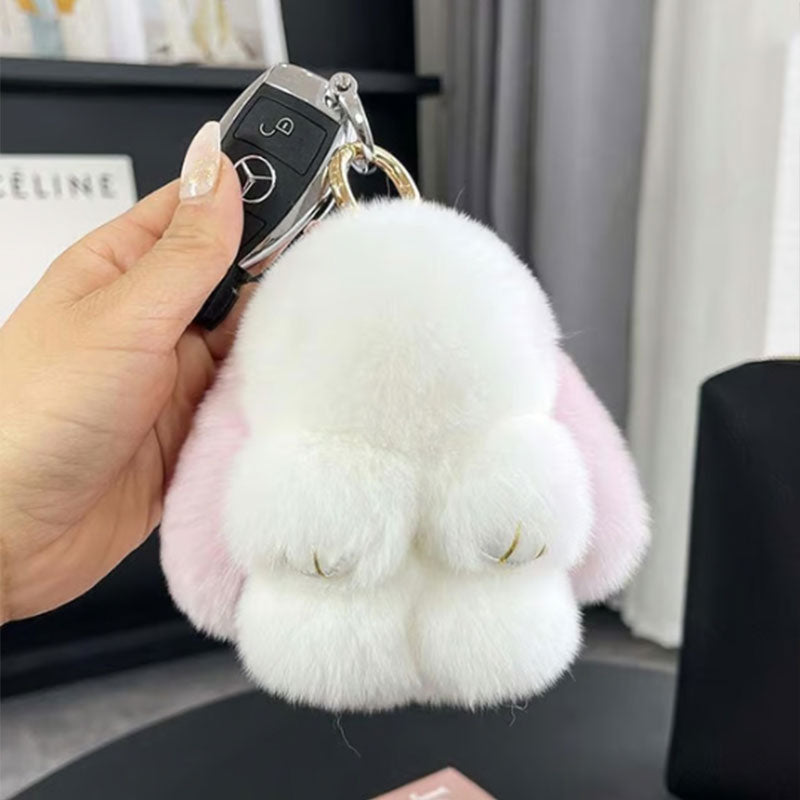 Simpatico portachiavi in pelliccia di visone piccola palla di carbone ciondolo portachiavi per auto coreano peluche zainetto ciondolo regalo  36
