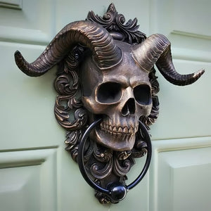 ☠️😈Batacchio per porta appeso a forma di teschio del dio cornuto Baphomet