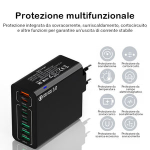 Caricabatterie rapido USB impermeabile 8 in 1