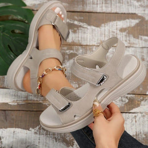Sandali con zeppa da donna con cinturino in velcro