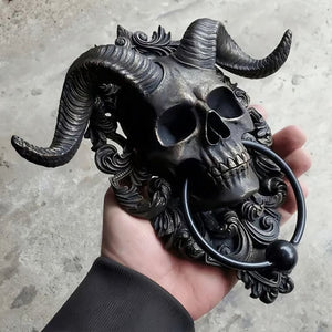 ☠️😈Batacchio per porta appeso a forma di teschio del dio cornuto Baphomet