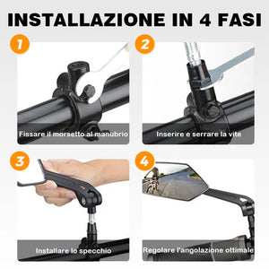 Specchietto retrovisore girevole e regolabile a 360° per bicicletta