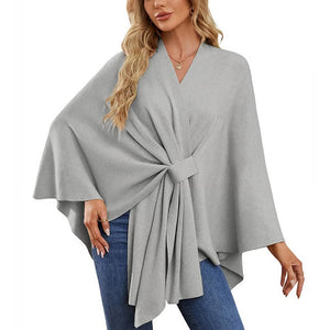 🔥Elegante maglione poncho con scialle e apertura frontale
