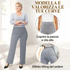 Pantaloni elasticizzati casual a vita alta da donna