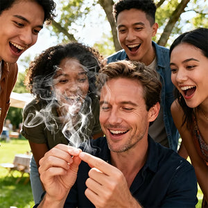 Misteriosi oggetti di scena magici con il fumo delle dita