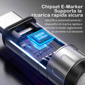 Cavo dati per ricarica rapida due in uno con cordino per cellulare