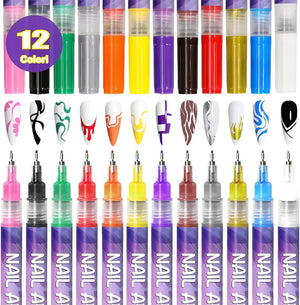 ⏳Set da 12 penne colorate per nail art🎨💅