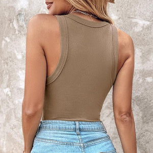 ✨Canotta a coste da donna con reggiseno a balconcino