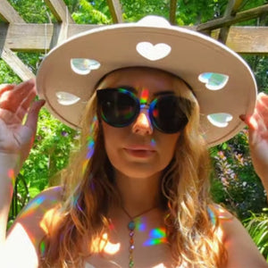Cappello a prisma di paglia da cowgirl acchiappasole