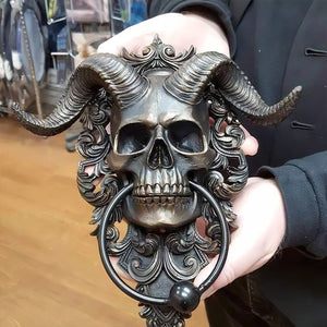 ☠️😈Batacchio per porta appeso a forma di teschio del dio cornuto Baphomet
