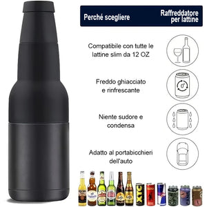 Raffreddatore per bottiglie e lattine di birra con apribottiglie