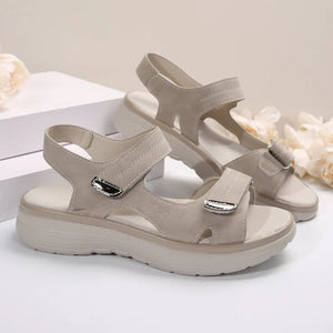 Sandali con zeppa da donna con cinturino in velcro