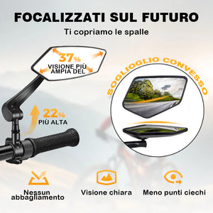 Specchietto retrovisore girevole e regolabile a 360° per bicicletta