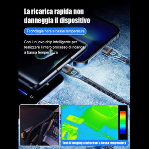 Cavo dati di ricarica rapida mid-card trasparente tre in uno
