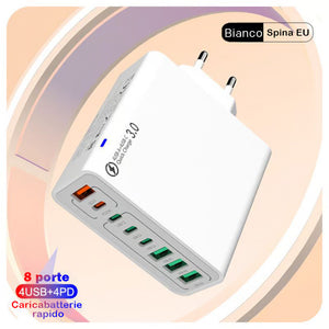 Caricabatterie rapido USB impermeabile 8 in 1