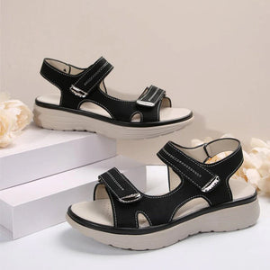 Sandali con zeppa da donna con cinturino in velcro
