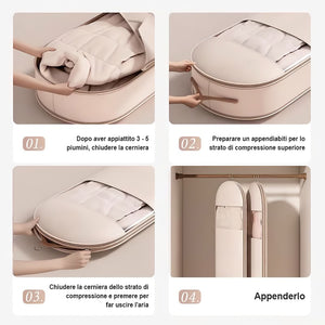 👕Tasca sospesa salvaspazio con cerniera autocomprimibile