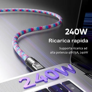 Cavo dati per ricarica rapida due in uno con cordino per cellulare