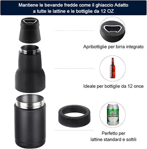 Raffreddatore per bottiglie e lattine di birra con apribottiglie