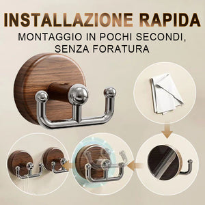 Gancio multifunzionale con ventosa effetto legno