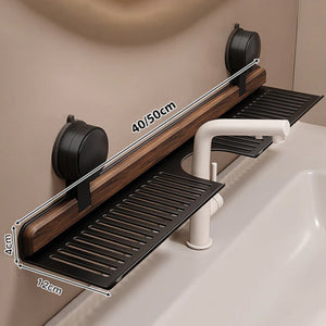 Mensola da bagno con ventosa in noce