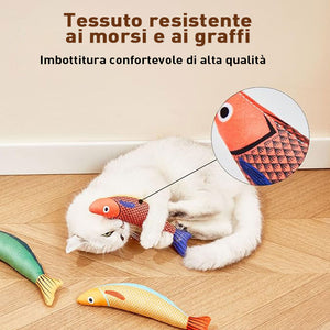 Giocattoli a forma di pesce con erba gatta (confezione da 3)