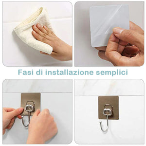 Ganci adesivi da parete resistenti - Montaggio senza chiodi per cucina, bagno e ufficio!