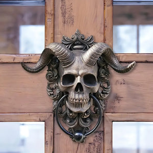 ☠️😈Batacchio per porta appeso a forma di teschio del dio cornuto Baphomet
