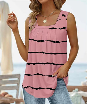 Gilet stampato senza maniche con scollo quadrato