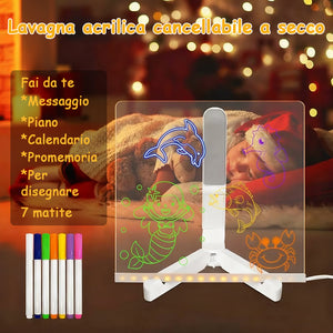 Set di lavagna da disegno trasparente luminosa cancellabile fai da te