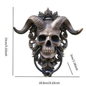 ☠️😈Batacchio per porta appeso a forma di teschio del dio cornuto Baphomet