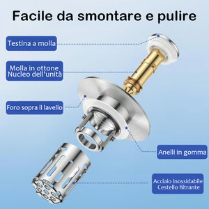 Tappo per lavandino pop-up 2 in 1 per il bagno