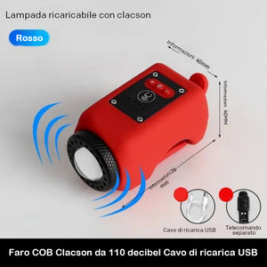 Luce e clacson per bicicletta 2 in 1
