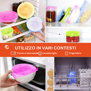 Coperchio elastico riutilizzabile in silicone per alimenti