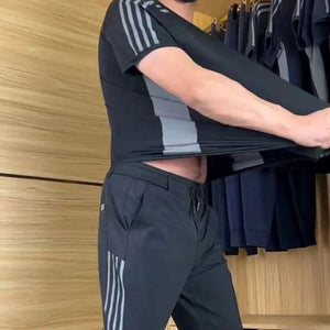 Completo due pezzi casual sportivo da uomo a maniche corte e pantaloni lunghi
