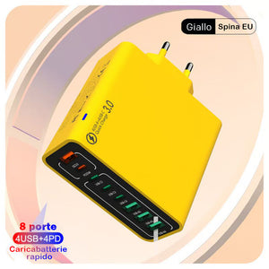 Caricabatterie rapido USB impermeabile 8 in 1