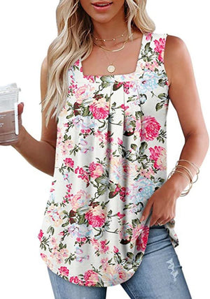 Gilet stampato senza maniche con scollo quadrato