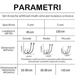 Set per la pesca a mosca artificiale con ami multipli