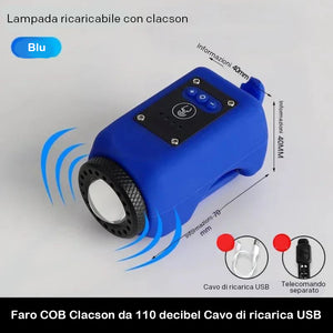 Luce e clacson per bicicletta 2 in 1