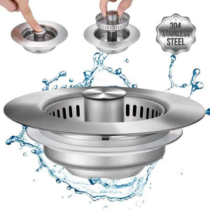 Dispositivo di scarico a scomparsa per lavello da cucina in acciaio inox