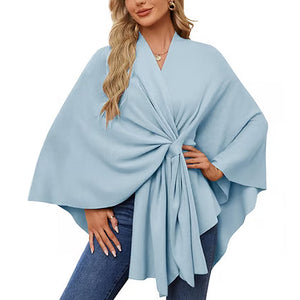 🔥Elegante maglione poncho con scialle e apertura frontale