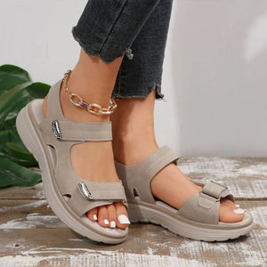 Sandali con zeppa da donna con cinturino in velcro