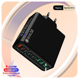 Caricabatterie rapido USB impermeabile 8 in 1